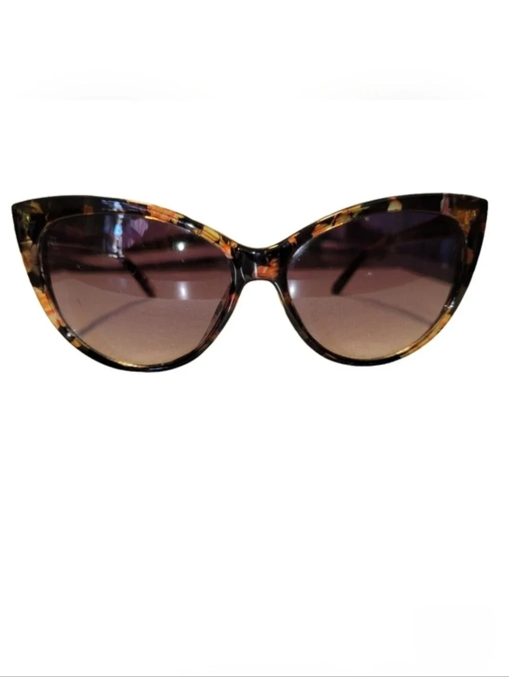 Women's Retro Cat-Eye Tortoise-Shell Sunglasses With Brown Gradient Lenses UV